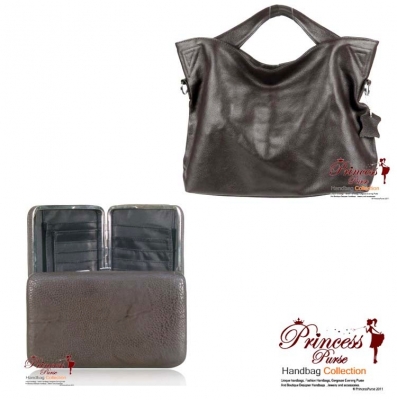 Combo!! Sleek and Modern Designer Inspired Faux Leather Handbag w/ Matching Wallet